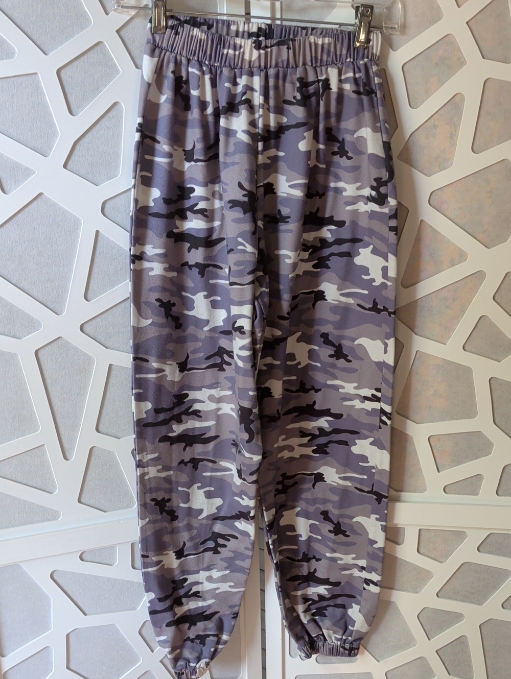 SHEIN Gray Black & White Camo Jogger Pants